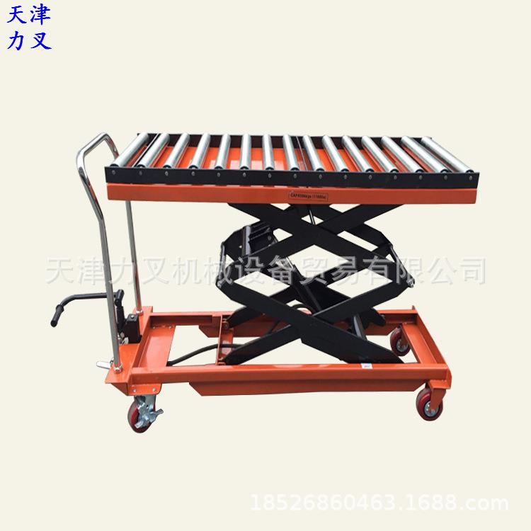 滚筒式小型升降平台脚踩液压升高平台车剪叉式手推模具搬货车