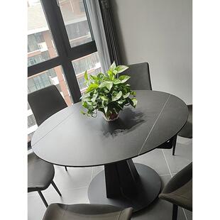 德利丰岩板多功能圆桌旋转两用餐桌意式极简家用小户型网红大圆桌
