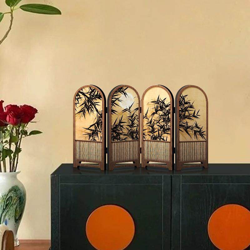 中古风桌面装饰摆件电视柜斗柜屏风摆台画墨竹图创意可折叠小摆画,鲜花速递/花卉仿真/绿植园艺,割草机/草坪机,淘宝优惠券,粉丝福利购,淘宝优惠卷