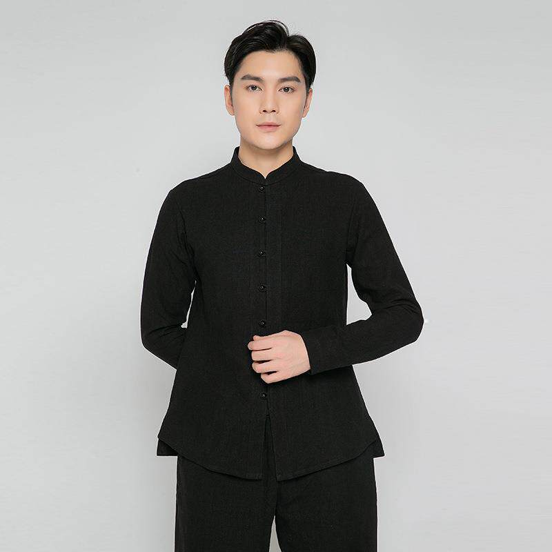 武农2023春ji新款粗麻套装纯色男士成人太极服传统武术服直销