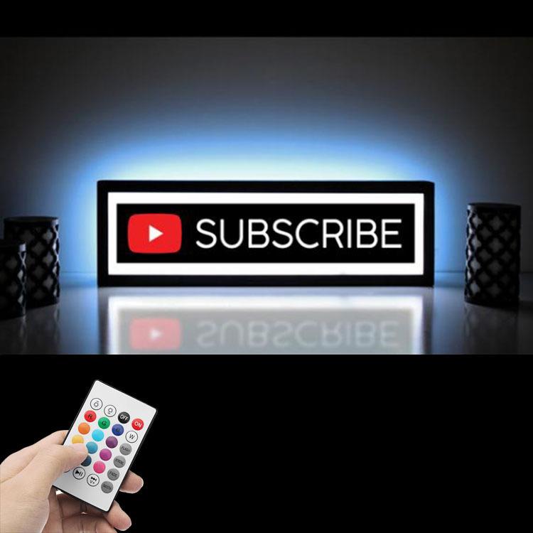 SUBSCRIBE灯箱youtuber创意发光照明夜灯led灯家居装饰气氛灯