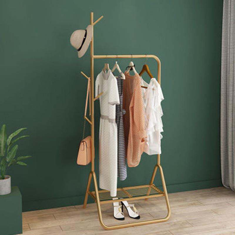 简约现代铁艺网红衣帽架子落地简易衣服卧室家用置物收纳挂衣架子