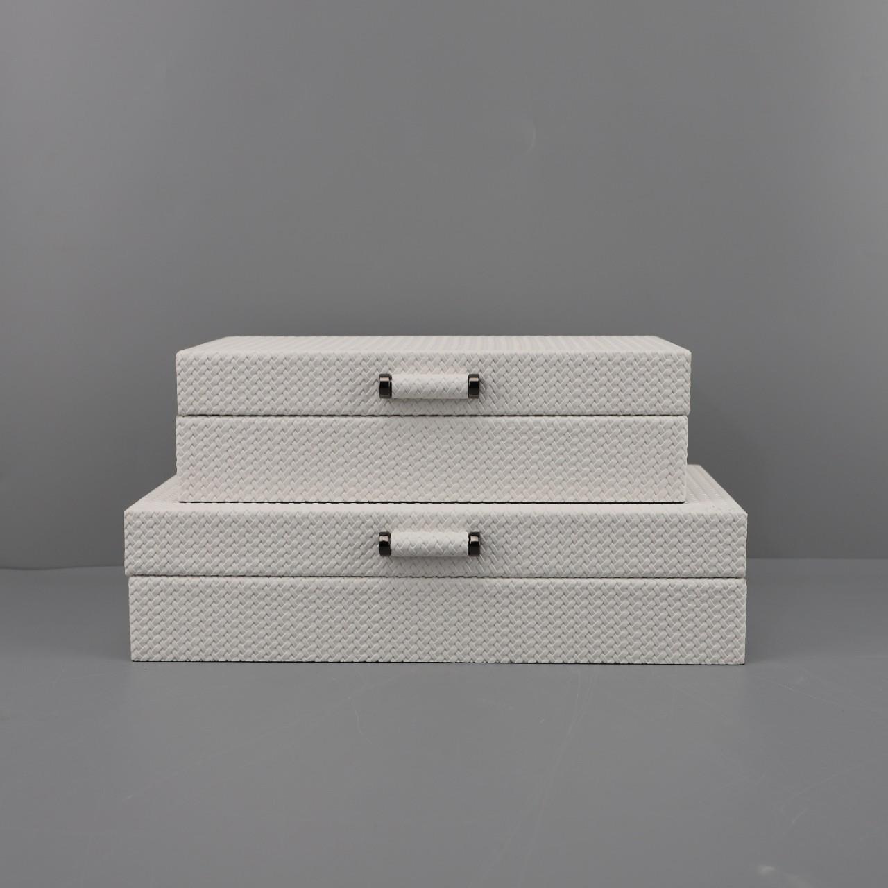 现代简约编织皮革首饰盒收纳盒摆件客厅卧室梳妆台样板房家居饰品