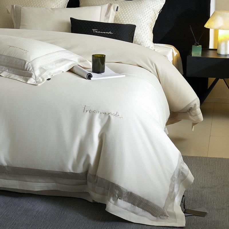 轻奢柔软婴肤纯棉磨毛四件套加厚全棉刺绣被套床单秋冬保暖床品