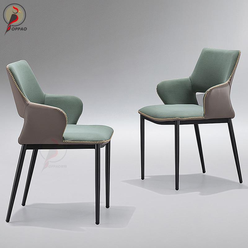 意式轻奢餐椅靠背椅休闲碳素钢椅现代简约化妆椅书房书桌椅子