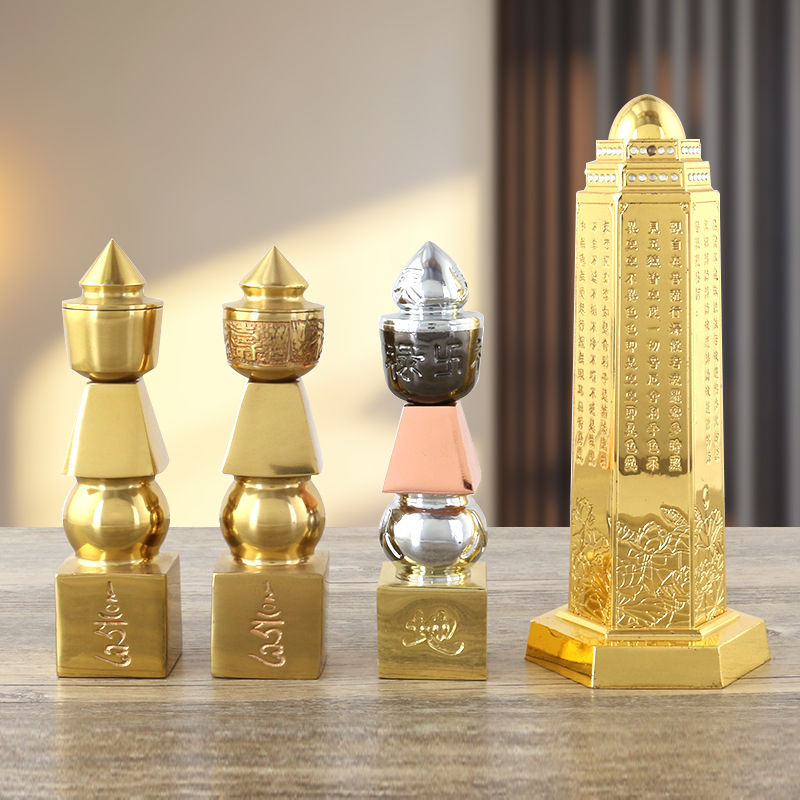 纯黄铜五轮塔天地人五行塔化解宝箧舍利子装藏如来塔经文宝塔包邮