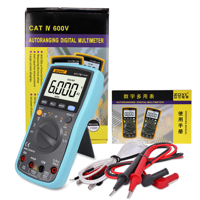 ZOYI众仪电测VC17B+带温度测量智能防烧数显万用表表多用表真有