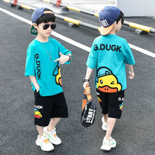男童夏装 洋气2024新款 套装 小黄鸭童装 中大儿童网红卡通两件套韩版