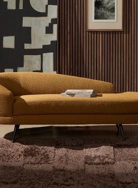 北欧轻奢客厅贵妃躺椅意式现代创意泰迪绒懒人沙发卧室阳台贵妃椅