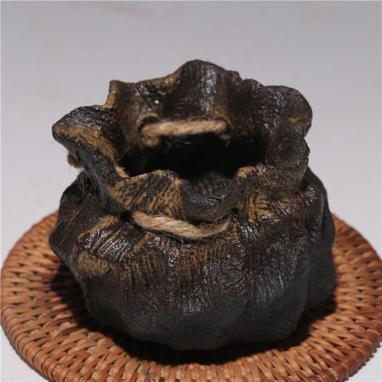 龙砂陶紫砂花盆日式多肉花盆仿钱袋小花盆粗陶创意家居盆景