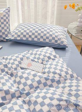 新款上架印花四件套-棋盘格床单被套单双人床上用品