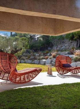 户外庭院躺床阳台躺椅沙发床藤编北欧名宿露台防水防晒别墅家具