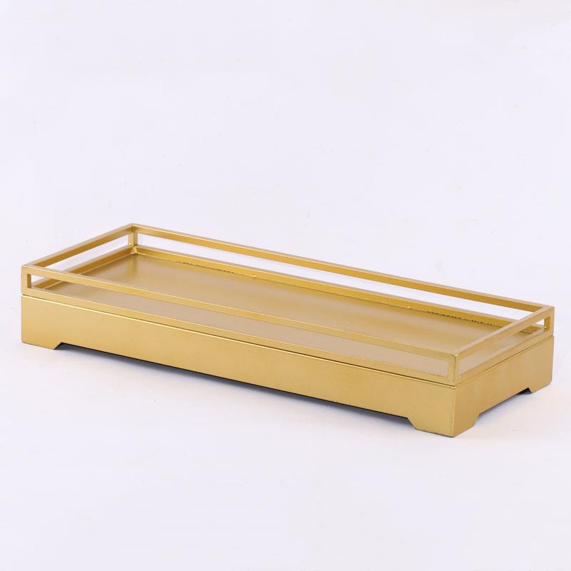 新中式铁艺金属摆件样板间售楼处设计师款软装饰品书房长方形摆设