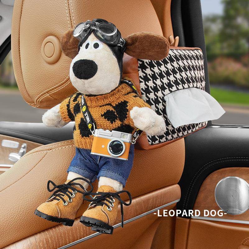 车载纸巾盒创意抽纸盒汽车内装饰品车上用挂袋式感掌门狗摆件