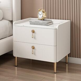 南康家具床头柜简约现代超窄轻奢岩板实木智能无线充电卧室床边