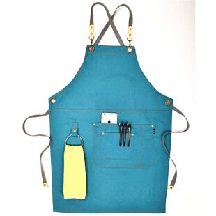 定制真皮配件烧烤bbq工作围裙烤吧连锁服务员工作服定制