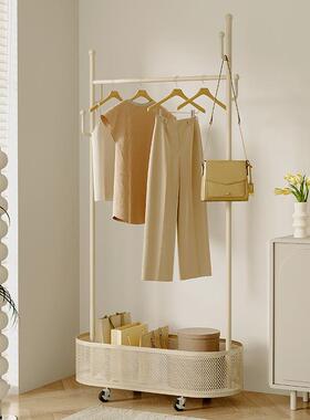 衣架落地卧室多功能小型挂衣架极简角落不占地奶油风脏衣篓衣帽架