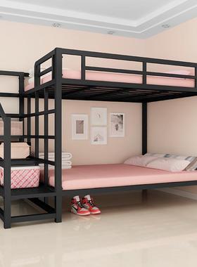 铁艺床上下铺双层成人高架床省空间公寓宿舍儿童铁架小户型高低床