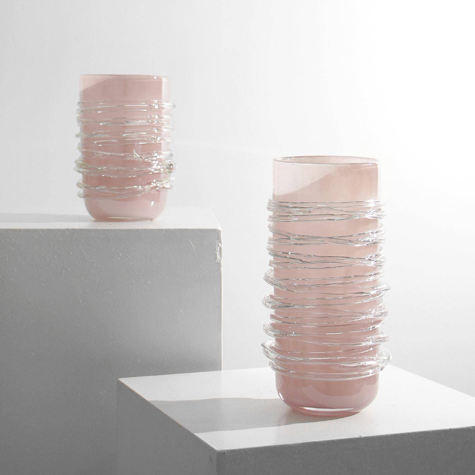 现代简约灰绿色玻璃螺旋开口花瓶样板间售楼处餐桌玄关插花花器