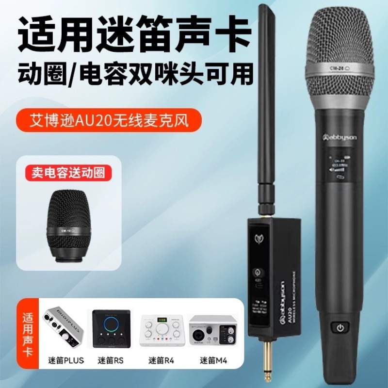艾博逊AU20专业无线电容麦克风直播声卡户外音响唱歌动圈话筒套装