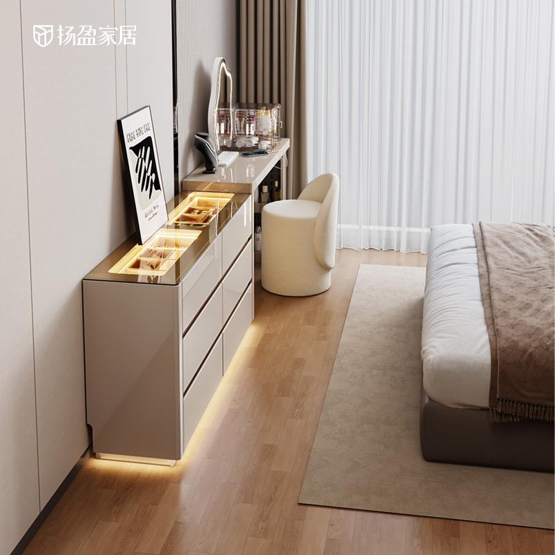 床尾斗柜梳妆台一体35cm宽卧室小户型2024新款轻奢现代收纳化妆桌