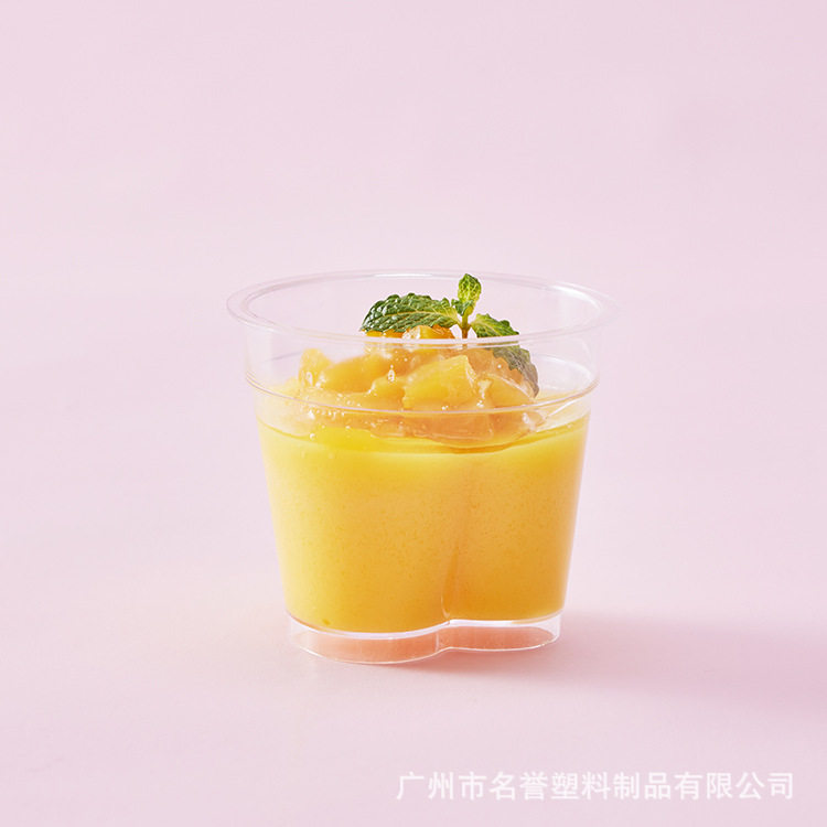名誉透明塑料甜点杯带盖和勺子套装心形派对服务杯适合圣诞节聚会