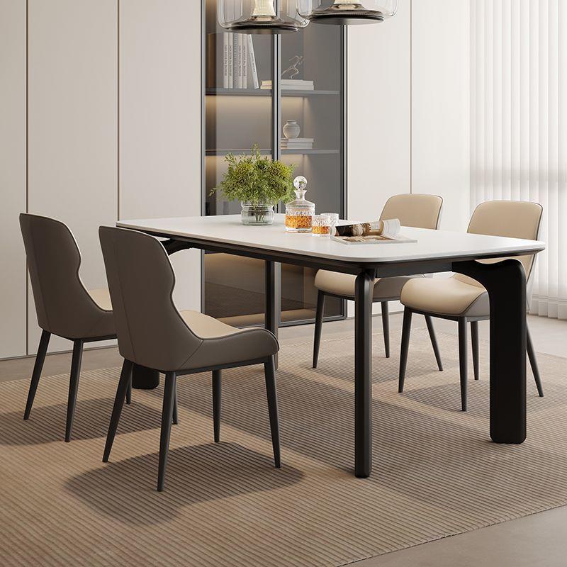 岩板餐桌大象腿家用小户型复古长方形现代简约新款饭桌餐桌椅组合