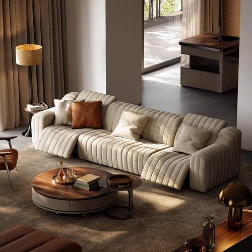 意式极简迈巴赫沙发摩登东方客厅布艺沙发现代多功能电动直排沙发