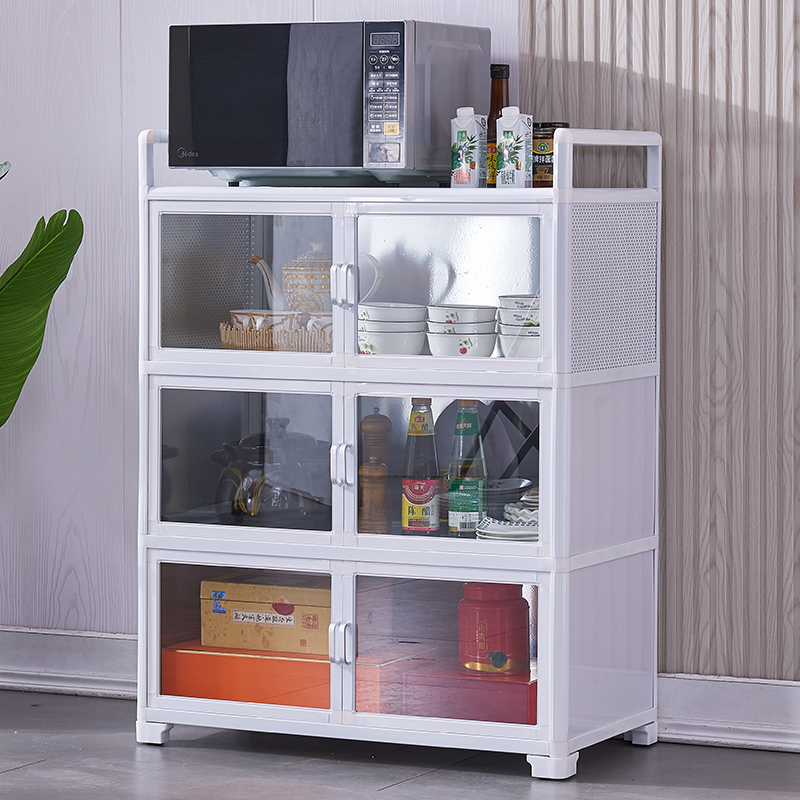 批碗柜家用厨房柜子储物柜铝合金橱柜钢化玻璃置物柜简易客厅收纳