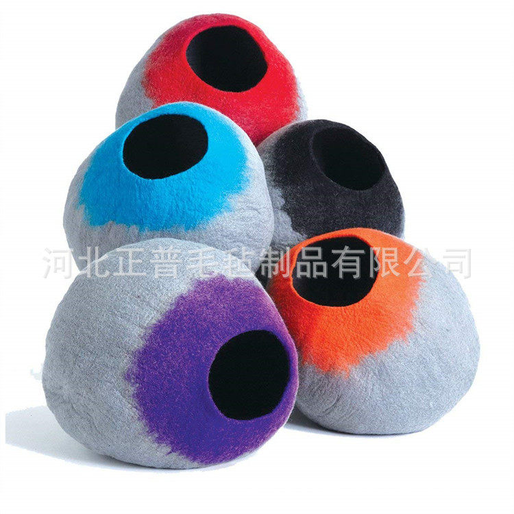 猫窝宠物房子羊毛毡湿毡猫窝羊毛手工制作可清洗制做戳戳乐diy
