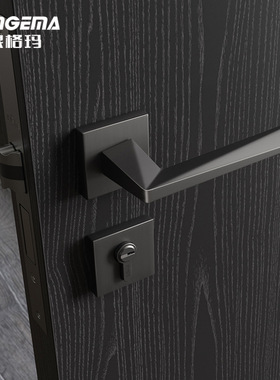 琅格玛北欧门锁灰色室内静音锁卧室书房拉丝锌合金轻奢木门执手锁