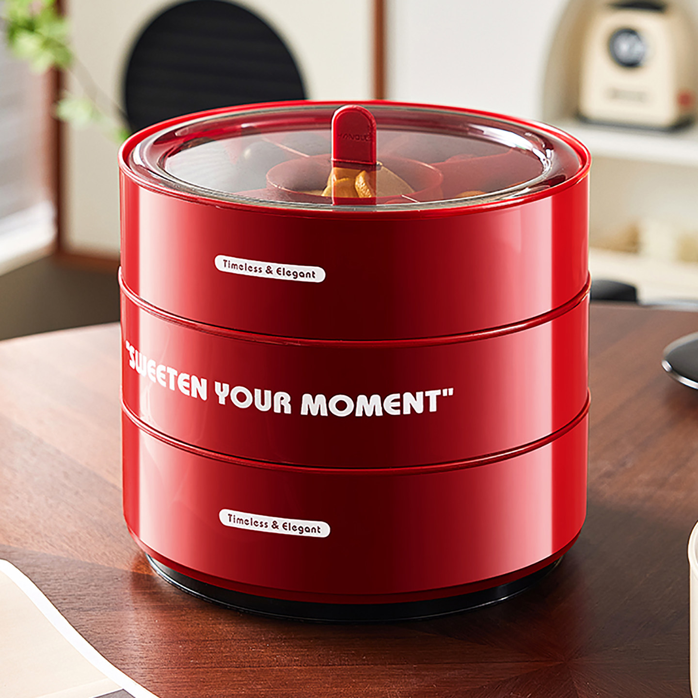 旋转糖果盒多层带盖家用过年茶几上水果喜糖干果瓜子盒分格防潮