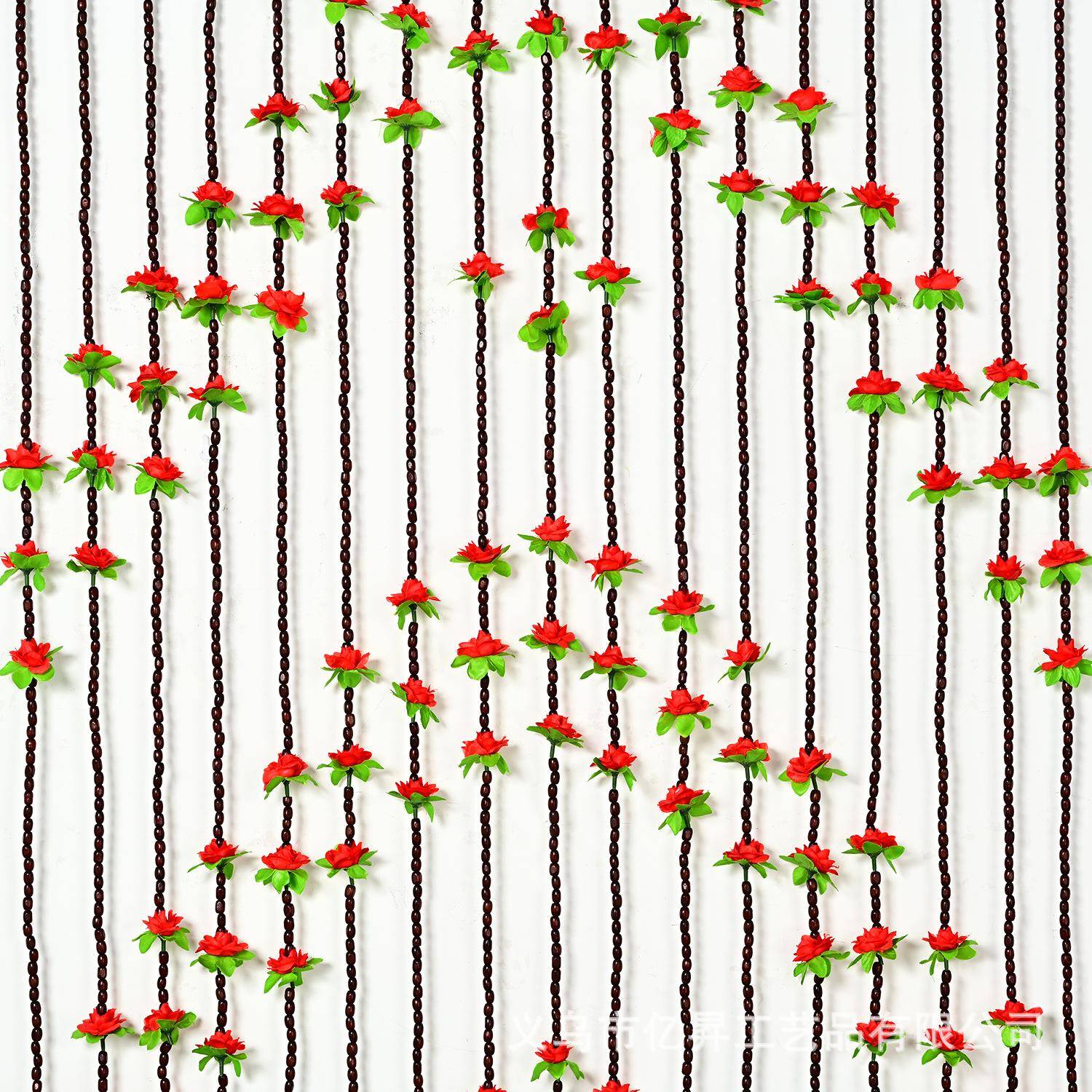 花开富贵门帘珠帘隔断帘客免厅玄过道生间卧室关卫大16门打孔挂帘