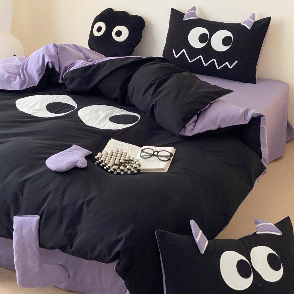 大眼萌爱卡通PNS儿童款水洗棉女款体宿舍床立布贴四件可男套