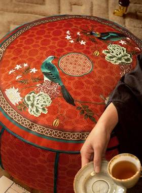 红色喜看庆客厅沙发地上坐墩阳台榻AL101882榻懒米人子坐垫蒲团锦