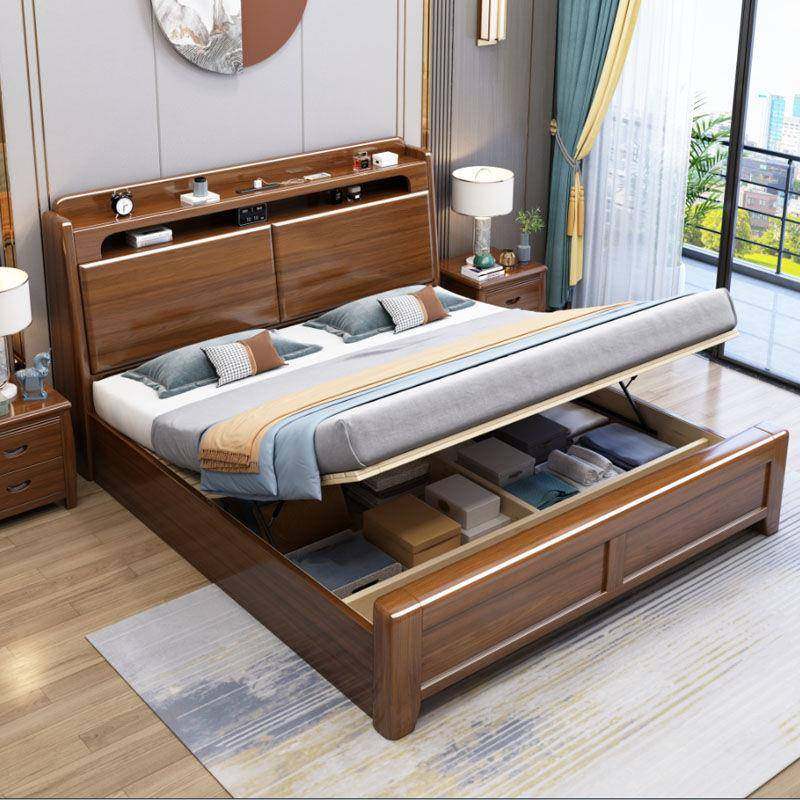 床胡桃HMJ022木卧实木床1米8床床两米双人床1.5米单色人床主次纯,住宅家具,实木床,淘宝优惠券,粉丝福利购,淘宝优惠卷