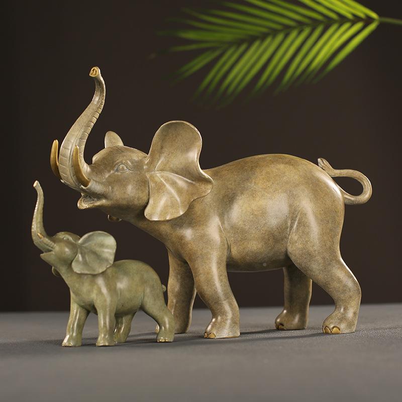 大象创意摆艺品家居客厅高端件电ZFW视柜酒柜玄关工饰品装全铜母