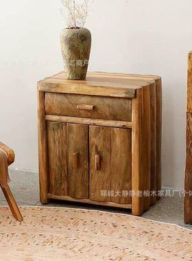 老榆餐边柜木酒24864客厅阳台储民物柜双开门收纳柜落地边几宿店