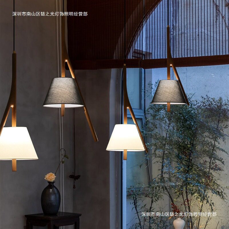2026年新款创意艺术新中式吊灯实木茶室书房餐厅装饰灯具
