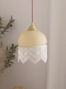 欧式复古清新油吊灯KYK法苏式玻璃流吊灯过奶道关卧玄室床头飘窗