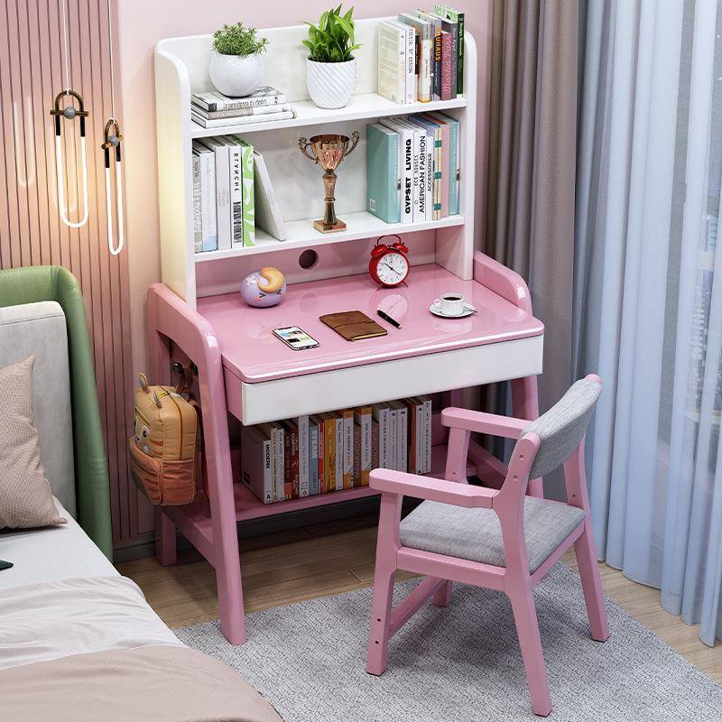 户简F968M789型书桌书架一卧室床头写字小桌约家用办公桌实木体儿