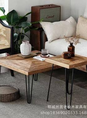炕复古老榆榻木小几茶家居客厅VLU圆形方形组合小桌子小号榻米茶