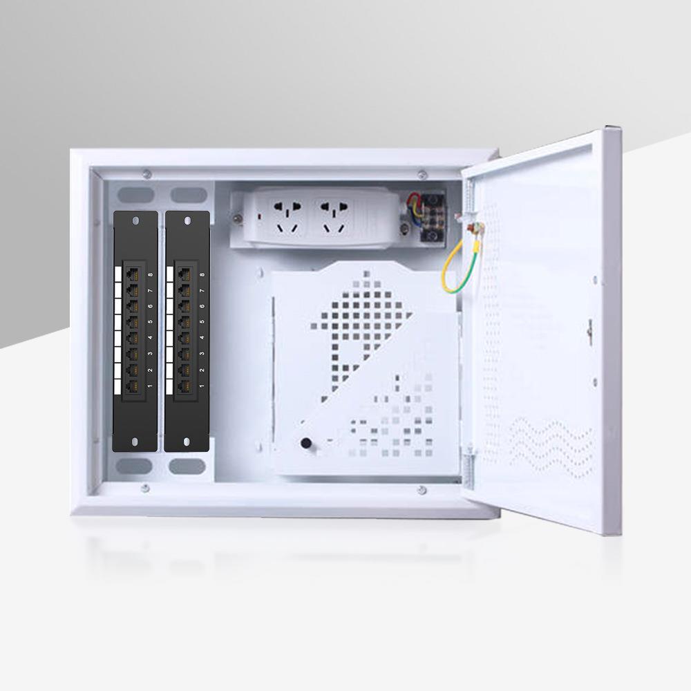 曼1U英8口网络配线架家用弱电a箱超五类ct挂.6可壁RJPU8345办公万