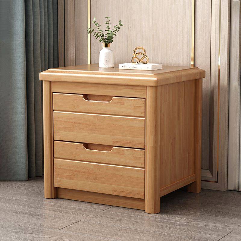 中式带锁实木床头柜子卧室家用复古床边收纳储物柜简约现代免安装