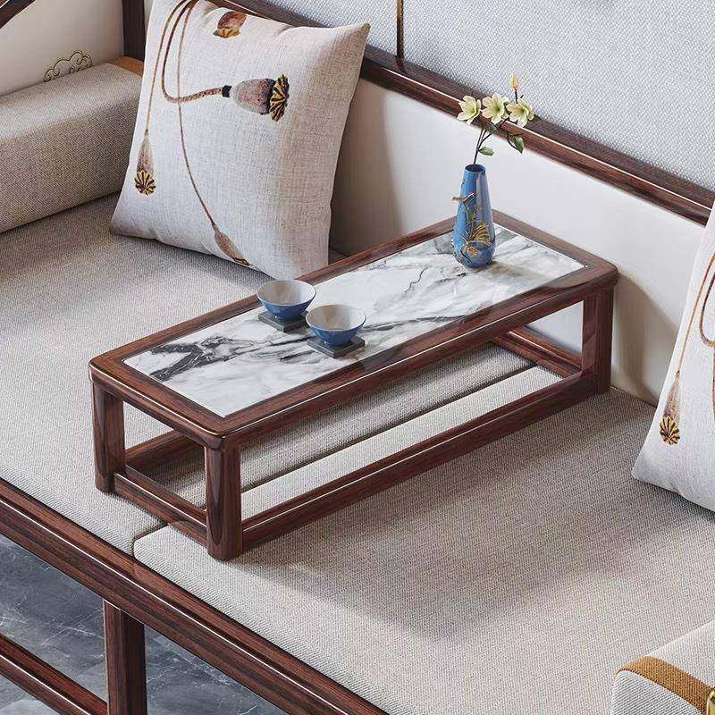 新中式乌金木全实木罗床一体两型SCS用茶桌汉组合厅大小户客沙发