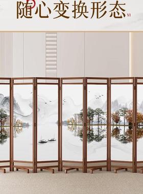 实0木屏风隔断客厅225新款家卧室店酒办公室用折叠移GTN动新中式