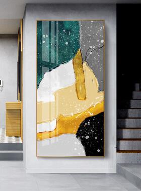 厅现代简画约玄关过装HZH饰画抽象画走廊尽头轻奢道挂橙色客竖版
