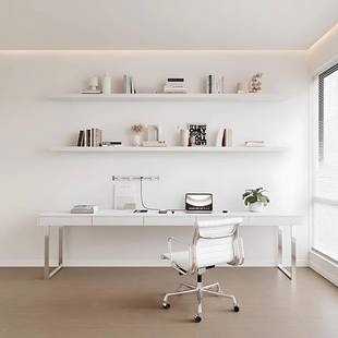 现式代简约木书子房桌电实脑桌带抽屉原384木色家用办公桌意阳台