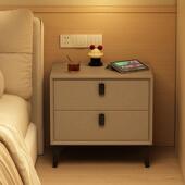 实木简皮质现纳代头床柜约卧室储DRD物柜家用床边柜轻奢收柜软包