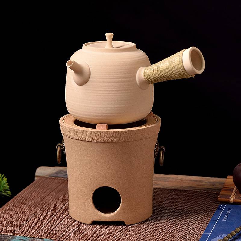 创意原矿紫砂烧水壶家用手把壶提梁壶耐高温户外白泥围炉煮茶壶